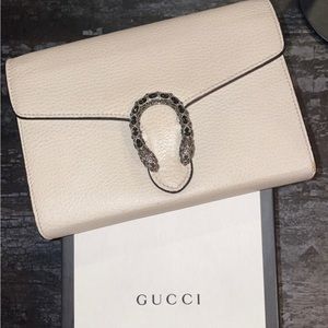 Gucci Dionysus white leather chain wallet